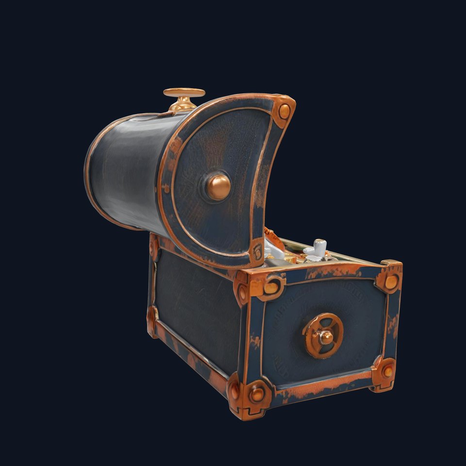 Steampunk Treasure Chest with Mechanical Details